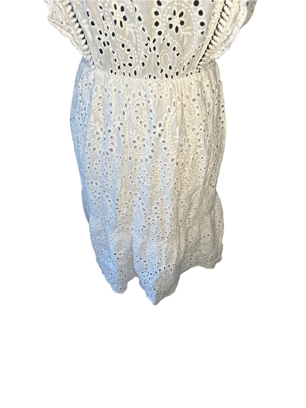 Lungo L’Arno Made in Italy White Eyelet Cotton Dress Women’s Size M - Picture 7 of 13
